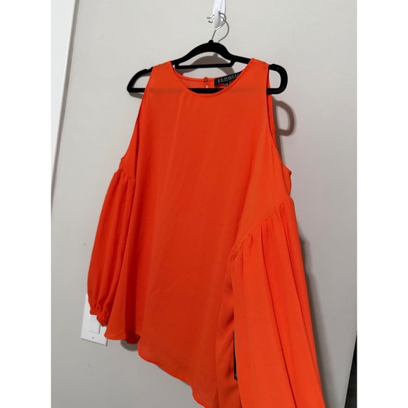 ELOQUII Orange Cold Shoulder Bubble Sleeve‎ Blouse Women's Size 18 - Picture 4 of 8